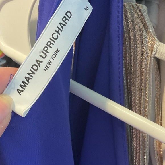 Amanda Uprichard Blue Purple Ruffle Romper Size Medium - Picture 9 of 11